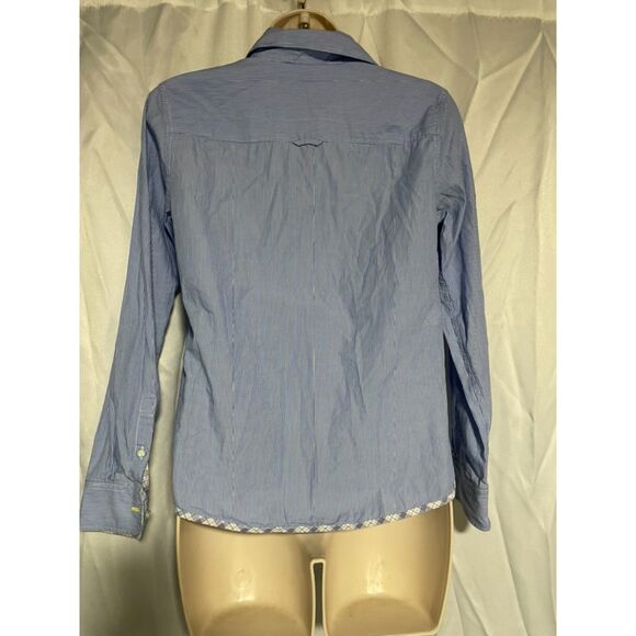 Brooks brothers ruffle front button down stripe and plaid  shirt size 2 - Picture 4 of 5